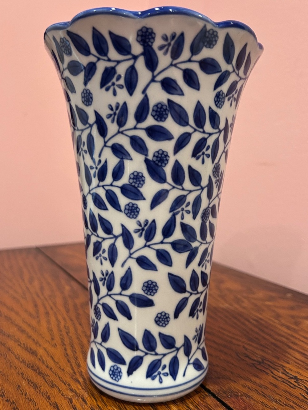 Blue and White Floral Porcelain Vase